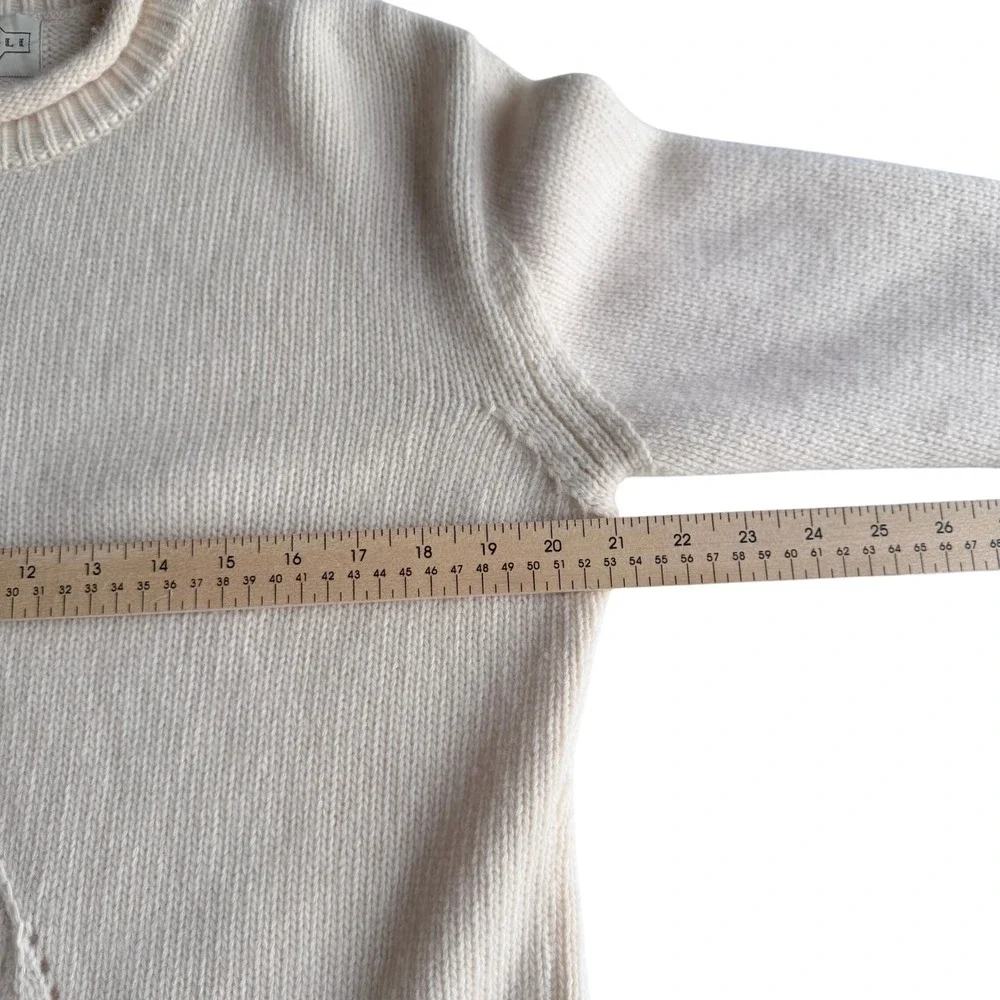 TIVOLI Irish‎ Lambswool Blend Women Cream Cable Knit Mock Roll Neck Sweater L XL